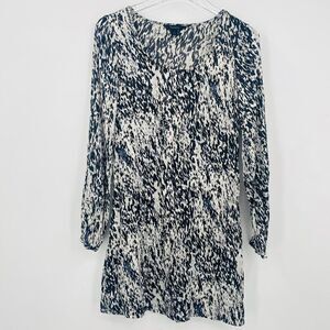 Express Size XS Black & White Long Sleeve Abstract Print Silk Mini Shift Dress